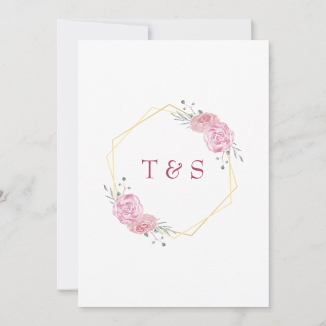 Elegant Rosa Körsbärsblommande Blommig Bröllopsinb Inbjudningar (Baksida)