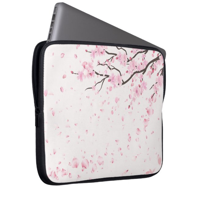 Elegant rosa körsbärsblommande blommig laptopsleev laptop fodral (Framsidan Höger)