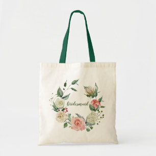 Elegant Rosa Kräm Ros Brudtärna Manus Bröllop Tygkasse