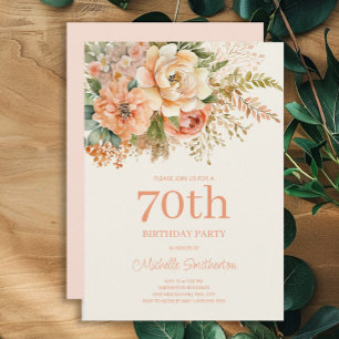 Elegant rosa krämblommig 70-årsdag inbjudningar