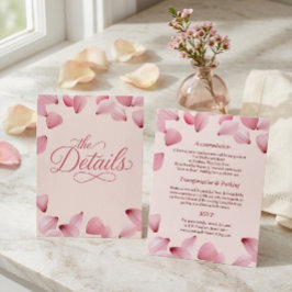 Elegant Rosa Kronblad Bröllopsdetaljkort Tilläggskort