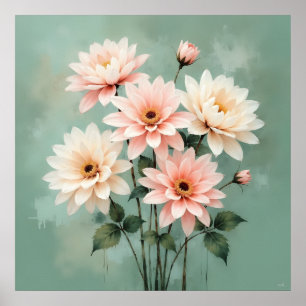 Elegant Rosa Krysantemumkonst Poster