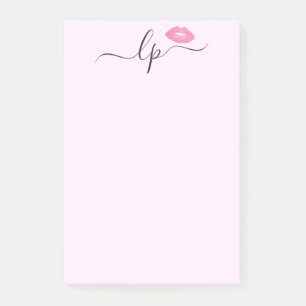 Elegant rosa läppar handskrivet skript calligraph post-it block