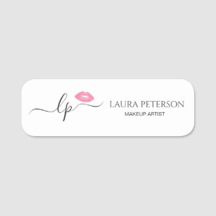 Elegant rosa läppar handskrivet skript calligraphy namnbricka