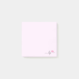 Elegant rosa läppar handskrivet skript calligraphy post-it block