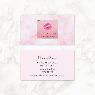 Elegant Rosa Läppar Kiss Makeup Artist Ro Blommigt Visitkort