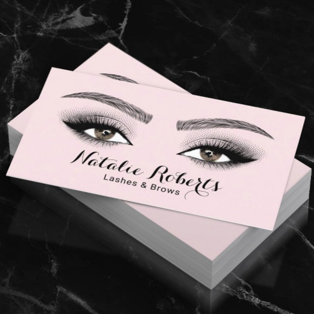 Elegant  Rosa Lash & Brows Beauty Salon Visitkort (Skapare uppladdad)