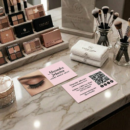 Elegant Rosa Lash Smink Artist QR-kod Visitkort
