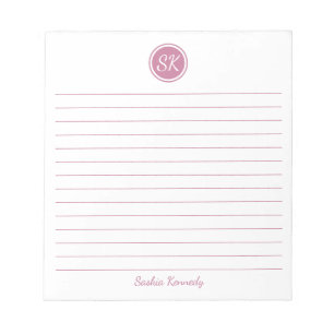 Elegant Rosa Led Monogram Personlig Anteckningsblock