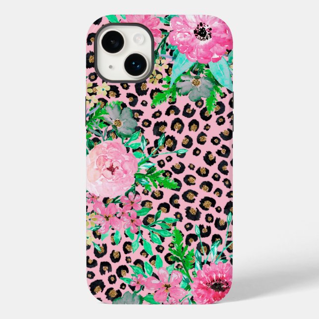 Elegant Rosa Leopard Print and Blommigt Design (Baksida)