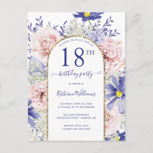 Elegant rosa lila 18-års födelsedagsfest inbjudan