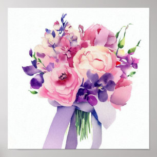 Elegant Rosa & Lila, Attendants Bouquet (D) Poster