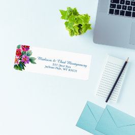 Elegant rosa lila blommig returadress etikett