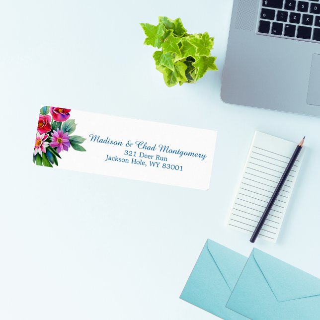 Elegant Rosa Lila Blommig Returadress Etikett (Skapare uppladdad)