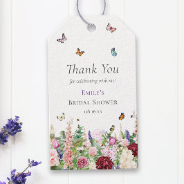 Elegant Rosa Lila Blommigt & Butterflies Presentetikett