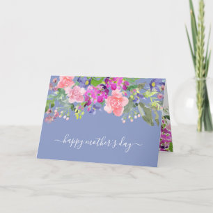 Elegant Rosa Lila Blommigt Mors dag Card Helgkort