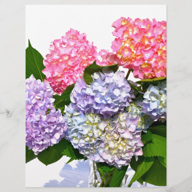 Elegant rosa lila blue blommigt hydrangea bouquet (Framsida)
