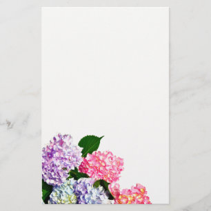 Elegant rosa lila blue blommigt hydrangea bouquet brevpapper