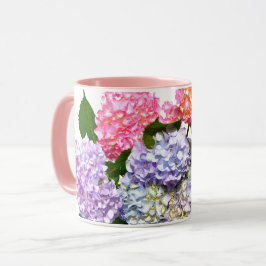 Elegant rosa lila blue blommigt hydrangea bouquet mugg