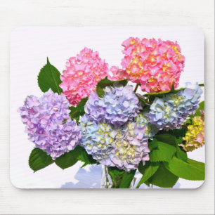 Elegant rosa lila blue blommigt hydrangea bouquet musmatta