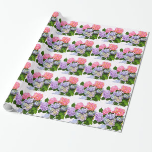 Elegant rosa lila blue blommigt hydrangea bouquet presentpapper