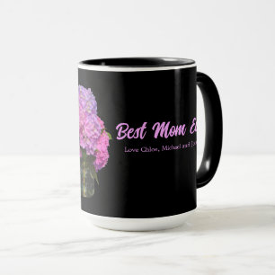 Elegant rosa lila blue blommigt mugg