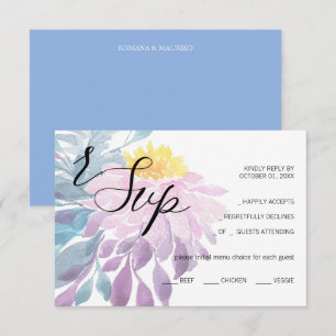 Elegant Rosa Lila Blue Dahlia Watercolor Art OSA Kort