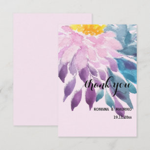 Elegant Rosa Lila Blue Dahlia Watercolor Art Tack Kort