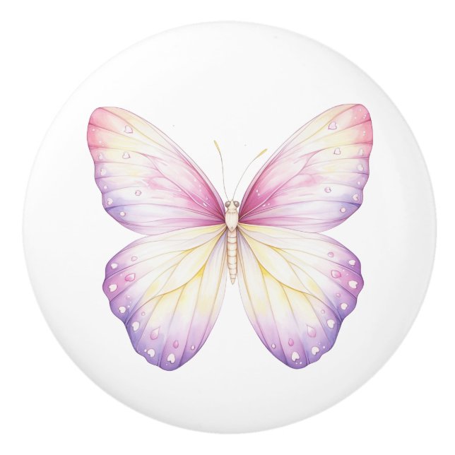 Elegant Rosa Lila Butterfly Söt Drawer Knob Knopp (Framsidan)