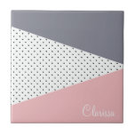 Elegant rosa lila geometriskt polka dots kakelplatta<br><div class="desc">En vacker kombination av modern pastellgeometri och polka dots mönster.</div>