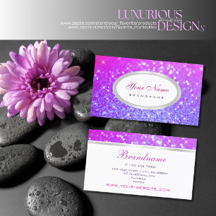Elegant Rosa Lila Glitter Gnistra Stars on White Visitkort