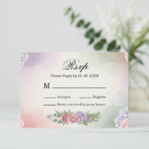 Elegant Rosa Lila Hydrangea Bröllops Svarskort