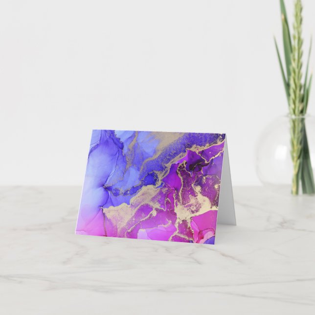 Elegant rosa lila juvelton tvättad med bläck  tack kort (Framsida)