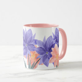 Elegant Rosa & Lila Lilac Blommigt Gräns kaffe Mugg