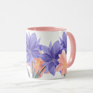 Elegant Rosa & Lila Lilac Blommigt Gräns kaffe Mugg