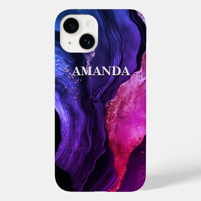 Elegant rosa lila marble art faux glitter (Baksida)