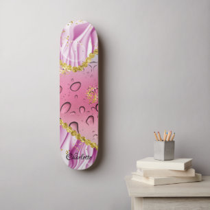 Elegant Rosa, Lila och vit gradient Ombre Mini Skateboard Bräda 18,5 Cm