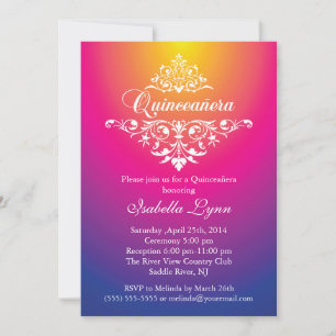 Elegant Rosa Lila Ombre Quinceañera Party Inbjudningar