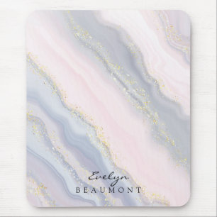 Elegant Rosa Lila Pastel Marble Anpassade Musmatta