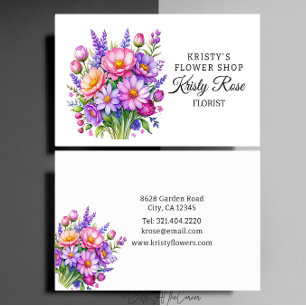Elegant Rosa Lila Peach Flower Florist Visitkort