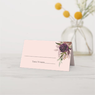 Elegant Rosa Lila Plum Rosa Blommigt Bröllop Placeringskort