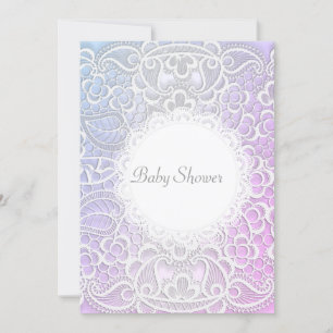 ELEGANT Rosa lila SNÖRE BABY SHOWER INBJUDAN