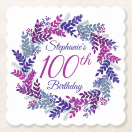 Elegant Rosa Lila Utandning 100 födelsedagar Underlägg Papper
