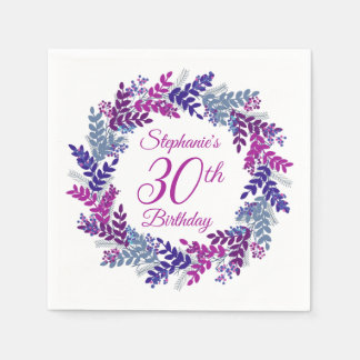 Elegant Rosa Lila Utandning 30års födelsedag Pappersservett