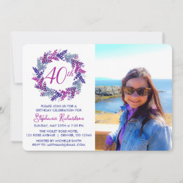 Elegant Rosa Lila Utandning 40:e födelsedag Party Inbjudningar