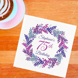 Elegant Rosa Lila Utandning 75:e Födelsedag Pappersservett