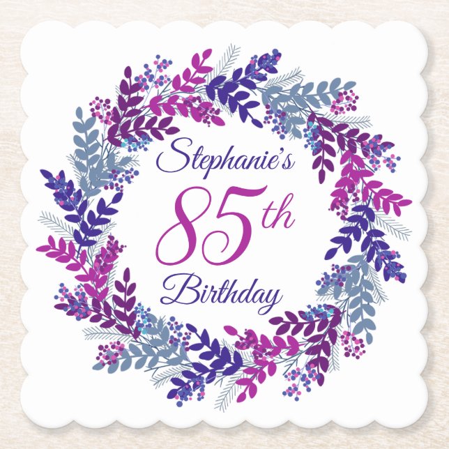 Elegant Rosa Lila Utandning 85: e födelsedagen Underlägg Papper (Framsida)