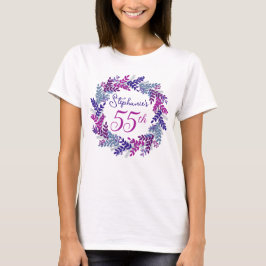 Elegant Rosa Lila Utandning Monogram 55: e födelse T Shirt