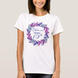 Elegant Rosa Lila Utandning Monogram 75:e Födelsed T Shirt