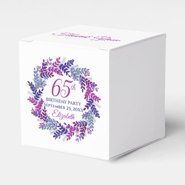 Elegant Rosa Lila Utandningsluftens 65e Födelsedag Presentaskar (Framsidan Sidan)